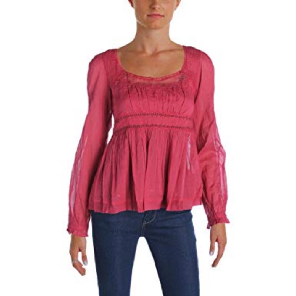 🆕 Free People Strangers in Love Blouse Claret Red